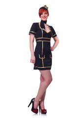 Airhostess isolated on the white background