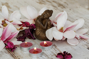 Buddha mit Magnolien