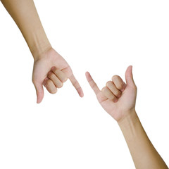 Isolated hands making promise