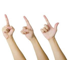 Isolated hands in variety style pointing