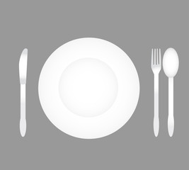 Plate with Cutlery - knives, spoons and fork