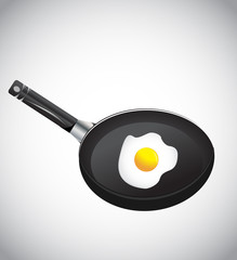 Fried eggs on pan