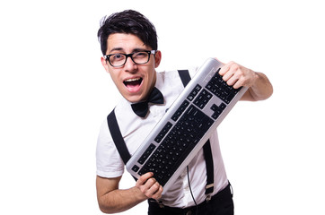 Funny computer geek isolated on white