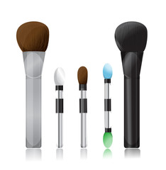 Set of makeup brushes on white background