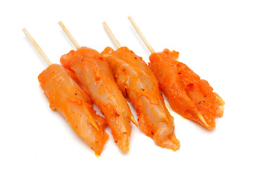 raw spicy chicken skewers