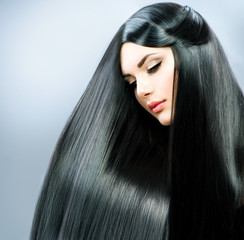 Long Straight Hair. Beautiful Brunette Girl