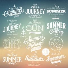 Retro elements for Summer calligraphic designs