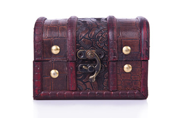 Old chest isolated on the white background