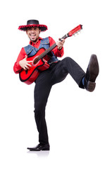 Naklejka premium Guitar player isolated on the white