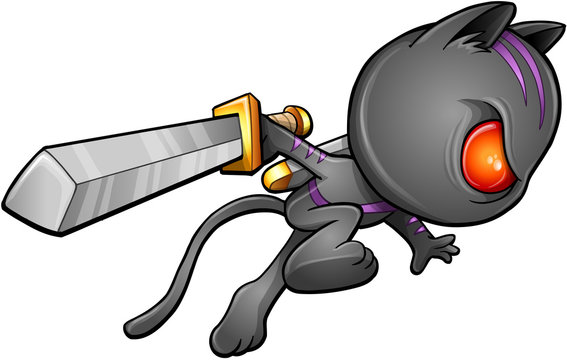 Cute Kitten Warrior Ninja Vector