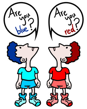 Red and blue think