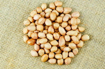 Peanut on the sacks background.