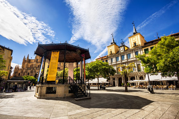 Music stage in the main square of Segovia, Castilla y Leon, Spai