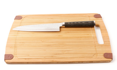 Japanese knife on cutting board