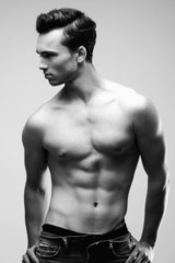 Fototapeta premium Sexy Male Model Posing Without Shirt