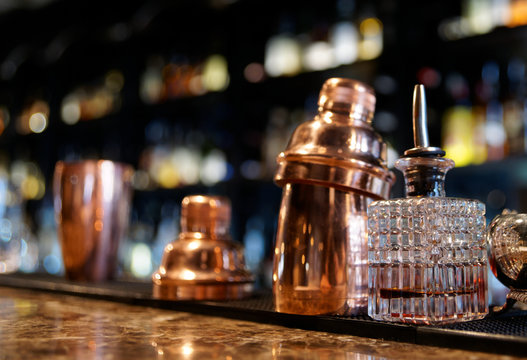 Bartender Tools On Bar Counter