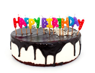 cake with happy birthday candles