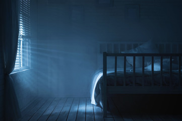 Bedroom with moonlight and smoke - 51859847