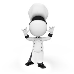 3d white people as chef dancing on white background