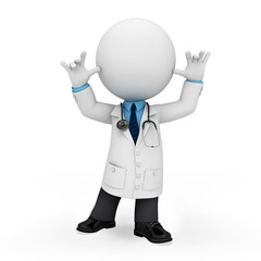 3d white people as doctor standing on blank background