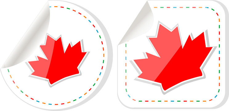 Happy Canada Day maple leaf card stickers set