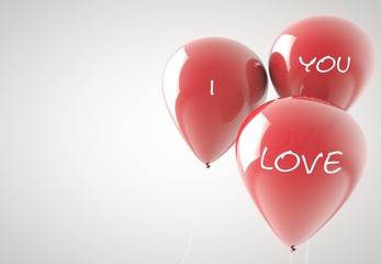 Fototapeta na wymiar Luftballons mit I love you Aufdruck