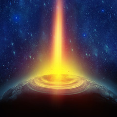 Global accident - collision of an asteroid with the Earth © foxaon