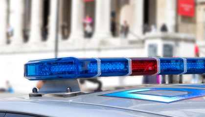 cloe up view of police roof lights