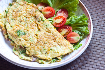 fried egg with vegatable