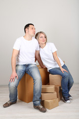 Young couple moving in new house