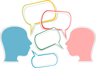 dialogue concept. human head with speech bubbles