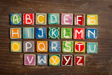 Handmade ceramic alphabet