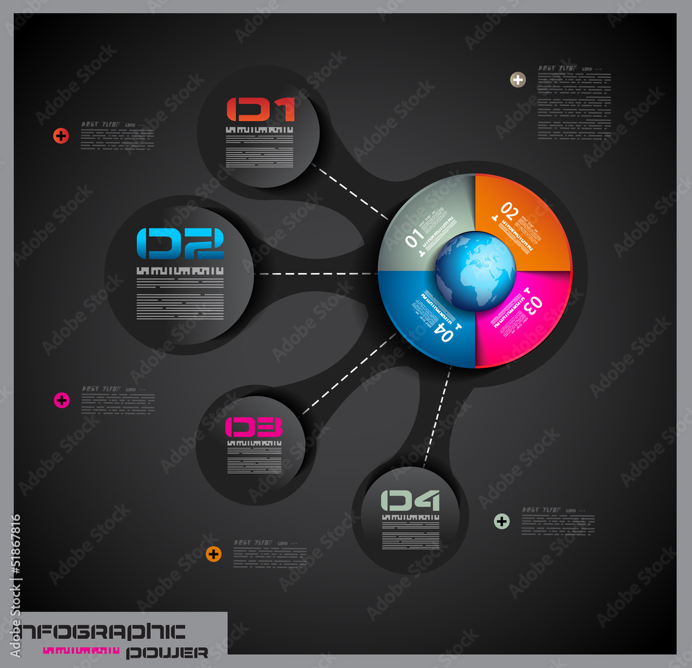 Poster infographic layout template with world maps.
