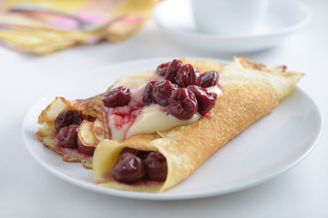 Crepes with cherry