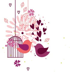 Papier Peint photo Oiseaux en cages Aime les oiseaux et les cages