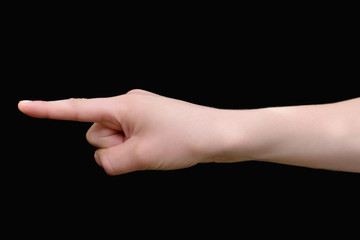 Hand making a touch or pointing gesture