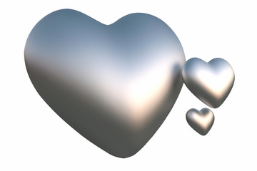 Silver hearts - isolated