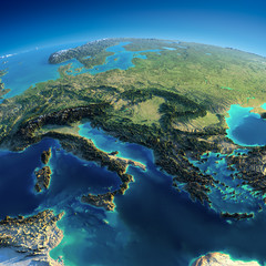 Detailed Earth. Italy, Greece and the Mediterranean Sea