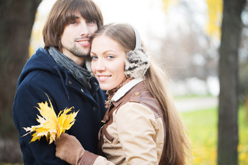 Fototapeta premium Young attractive couple together outdoors
