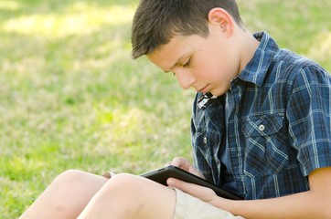 child with tablet