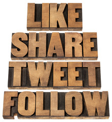 like, share, tweet, follow