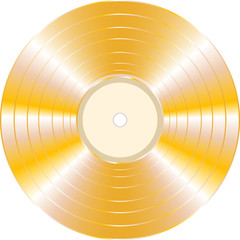 gold vinyl record isolated on white background