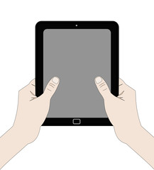 Hand-holding-tablet-vector-inkscape-white-background