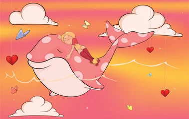 Photo sur Plexiglas Monde magique Une fille baleine dans un monde de bonbons