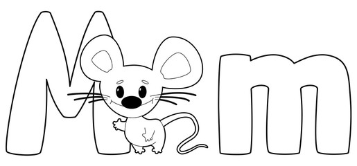 letter M mouse outlined