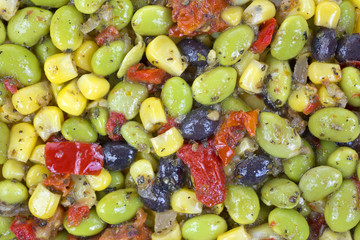 Close view edamame salad