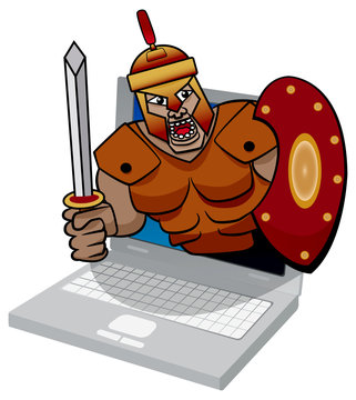 Illustration of a trojan computer virus threat.