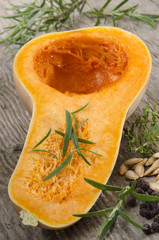 half butternut pumpkin with spices