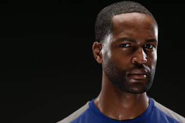 African American Athlete Portrait With Blank Expression