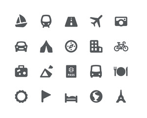 Traveling and transport icons set